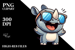 Ridiculously Cute Rhino with Sunglasses PNG Product Image 2