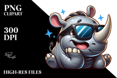 Ridiculously Cute Rhino with Sunglasses PNG Product Image 2