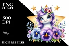 Cute Babyunicorn Smiling Pansy Clipart Product Image 3