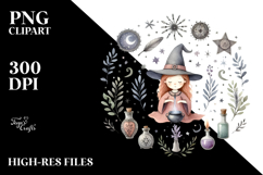 Quirky Witch with Cat PNG Product Image 2