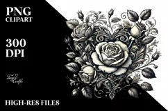 Vintage Heart with Roses PNG Product Image 2