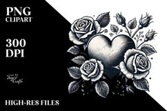 Vintage Heart with Roses PNG Product Image 2