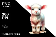 Cute Lamb with Big Eyes Digital PNG Product Image 2