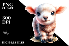 Cute Lamb with Big Eyes Digital PNG Product Image 2