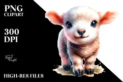 Cute Lamb with Big Eyes Digital PNG Product Image 2