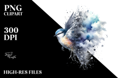 Colorful Bird with Paint Splashes PNG Product Image 2