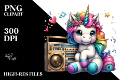 colorful Baby Unicorn with Boombox Product Image 2