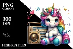 colorful Baby Unicorn with Boombox Product Image 1