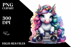colorful Baby Unicorn with Boombox Product Image 1