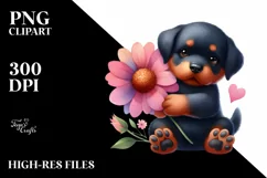 Cute Flower Rottweiler Heart Shape PNG Product Image 2