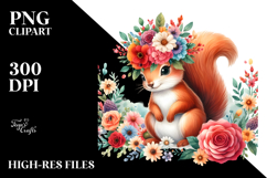 Cartoon Squirrel Flower Crown | Sublimation | Clipart Product Image 2