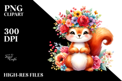 Cartoon Squirrel Flower Crown | Sublimation | Clipart Product Image 2