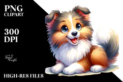 Happy Cartoon Collie Baby PNG Product Image 2
