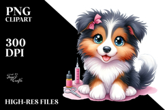 Happy Cartoon Collie Baby PNG Product Image 2