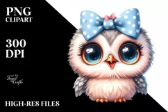 Funny Baby Owl Portrait Clipart Product Image 1