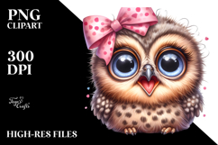 Funny Owl Portrait Baby Watercolor Clipart Product Image 2