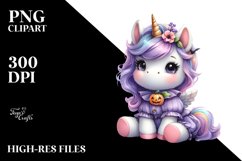 Cute Baby Unicorn Watercolor Pastell Clipart Product Image 3