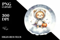 Cute Baby Lion on Moon, Transparent PNG Product Image 1