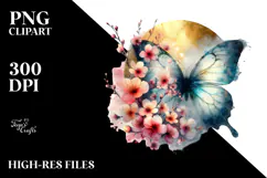 Butterfly made of Spring Flowers PNG Product Image 2