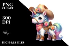 Baby Unicorn Cowboy with Flowers | Clipart Product Image 1