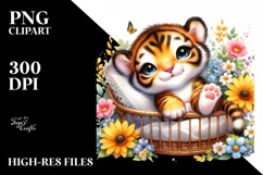 Sleeping Baby Tiger Cradle | Sublimation | Clipart Product Image 1