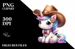 Cowboy Hat Baby Unicorn | Clipart Product Image 3