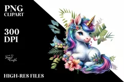 colorful Baby Unicorn with Jungle Background Product Image 3