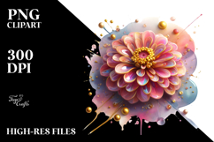 Abstract Zinnia Made of , Watercolor PNG Product Image 2