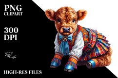 colorful Baby Highland Cow in Square Dancer&#039;s Outfit Product Image 1