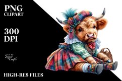 colorful Baby Highland Cow in Square Dancer&#039;s Outfit Product Image 1