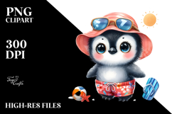 Funny Baby Penguin Beach Clipart Product Image 2