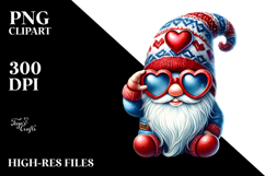 Valentines Gnome with Heart Sunglasses, PNG Product Image 2