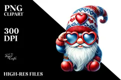 Valentines Gnome with Heart Sunglasses, PNG Product Image 2