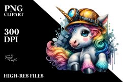 colorful Baby Unicorn with Miner&#039;s Helmet Product Image 3