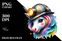 colorful Baby Unicorn with Miner&#039;s Helmet Product Image 1