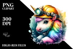 colorful Baby Unicorn with Miner&#039;s Helmet Product Image 1