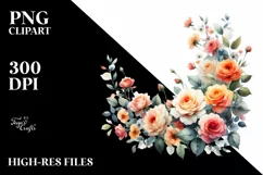 Watercolor Wash Floral Frame Orange Roses Product Image 1