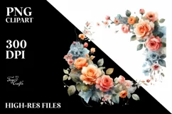 Watercolor Wash Floral Frame Orange Roses Product Image 1