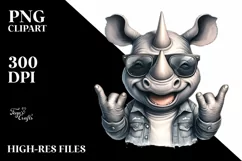 Smiling Rhino Rocker Sign | Sublimation Clipart Product Image 1