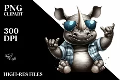 Smiling Rhino Rocker Sign | Sublimation Clipart Product Image 3