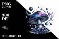 Mystical Celestial Mushroom Watercolor PNG Product Image 3
