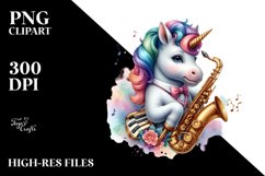 Colorful Baby Unicorn with Jazz Club PNG Product Image 3