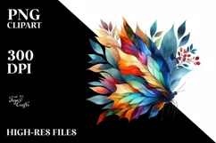 Abstract Butterfly with Plant Leaves, PNG Product Image 3