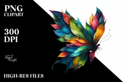 Abstract Butterfly with Plant Leaves, PNG Product Image 3