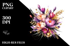 Vibrant Bouquet Gold Foil | Sublimation Clipart Product Image 1