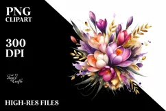 Vibrant Bouquet Gold Foil | Sublimation Clipart Product Image 1