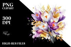 Vibrant Bouquet Gold Foil | Sublimation Clipart Product Image 1