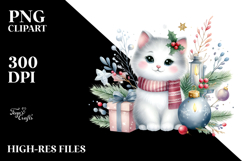 colorful watercolor cat with Christmas Decoration Product Image 2