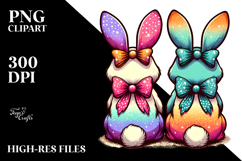 Colorful Retro Bunny View from Back, PNG Product Image 2