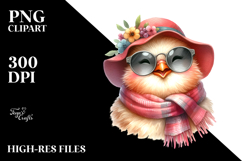 Smiling Chicken with Scarf | Boho Clipart Product Image 2